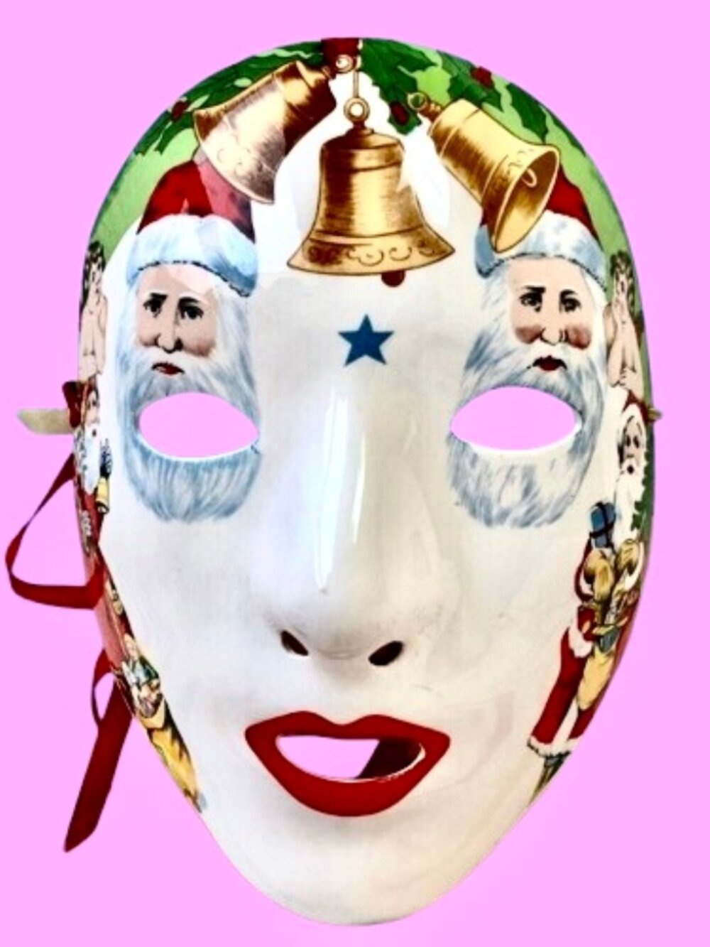 Christmas Wall Hanging Ceramic Mask by Vandor vintage 1983 Pelzman Designs Japan